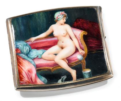 Appraisal: Austrian silver and enamel cigarette case circa The shaped rectangular