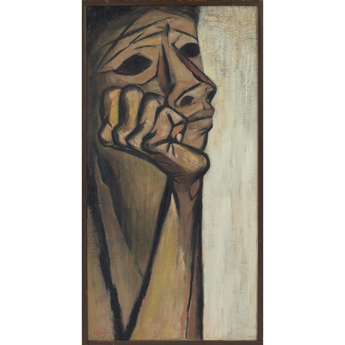 Appraisal: Eduardo Kingman Ecuadorian - ''Portrait '' oil on board ''