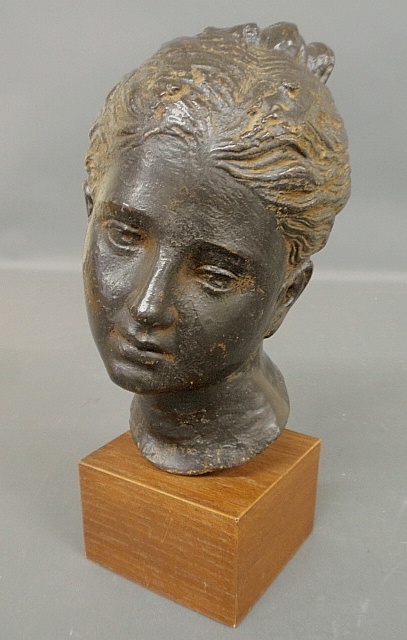 Appraisal: - Bonded bronze sculpture of a woman s head signed