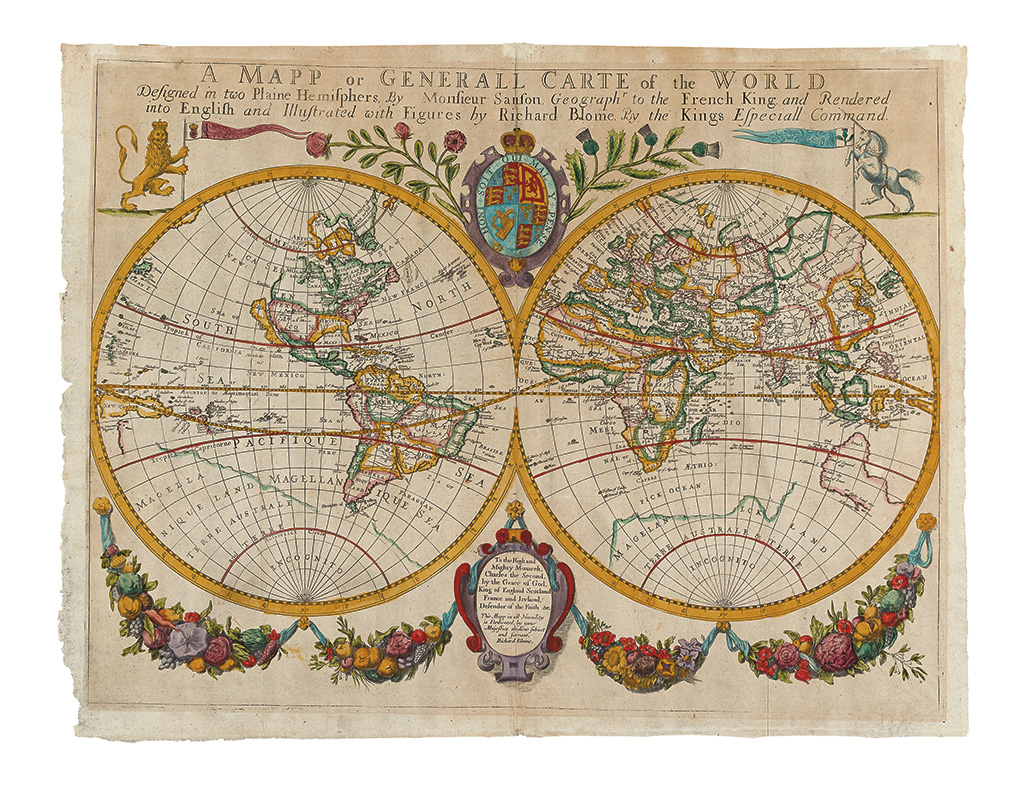 Appraisal: BLOME RICHARD A Mapp or Generall Carte of the World