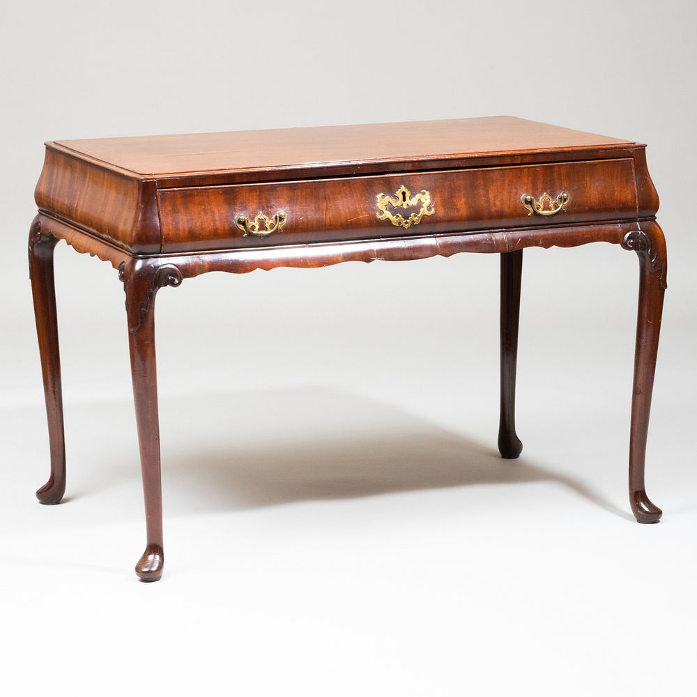 Appraisal: Dutch Rococo Carved Mahogany Tea Table Fitted with the consignor's