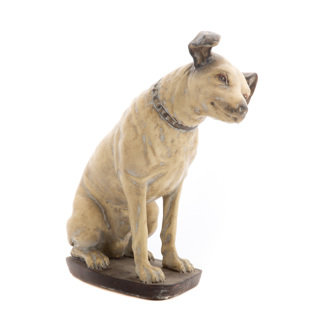 Appraisal: Cast and painted plaster Nipper dog circa or earlier countertop