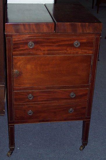 Appraisal: A gentleman's George III mahogany washstand the hinged top disclosing