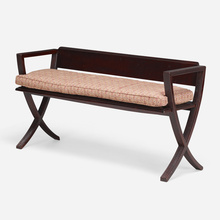 Appraisal: Modern Bench th centurylacquered wood upholstery h w d in