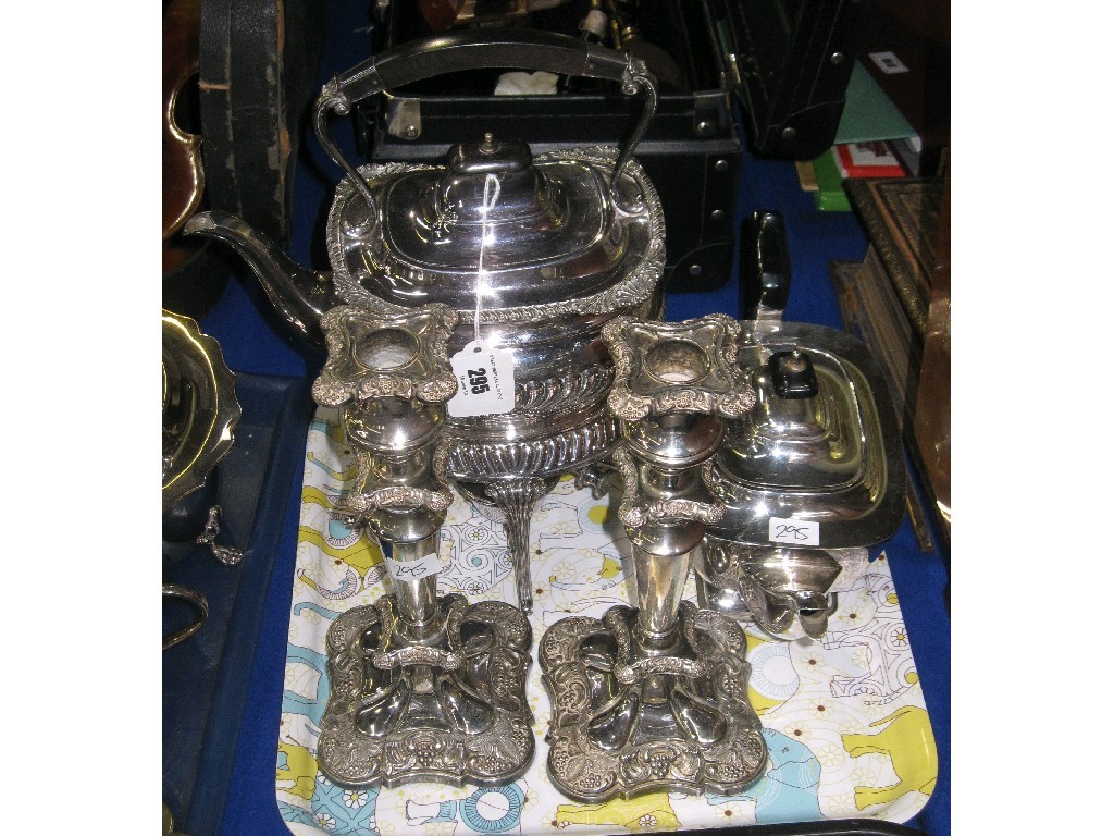 Appraisal: Tray lot of EP - spirit kettle candl