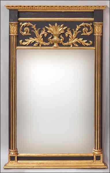 Appraisal: ITALIAN GILTWOOD AND EBONIZED MIRROR H '' x W x