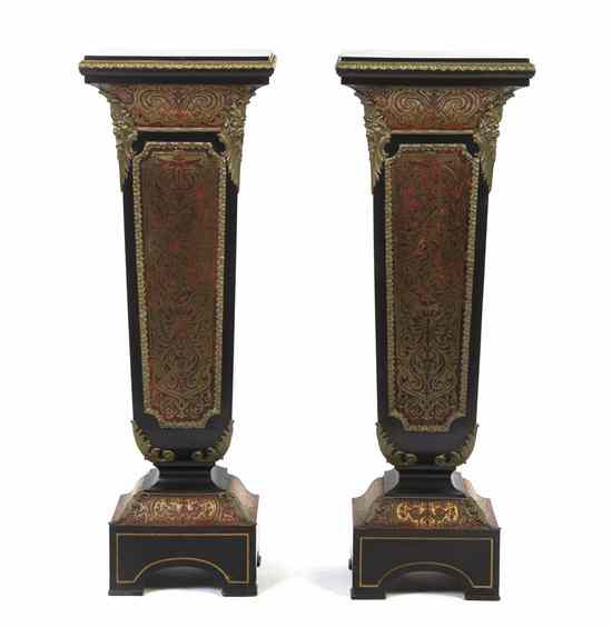 Appraisal: A Pair of Boulle Style Marquetry and Gilt Bronze Mounted