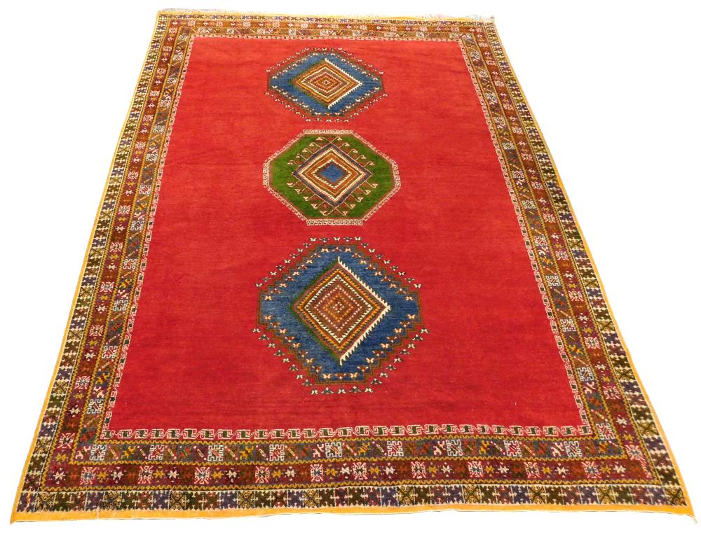 Appraisal: RUG Vintage Moroccan rug ' x ' open brick red