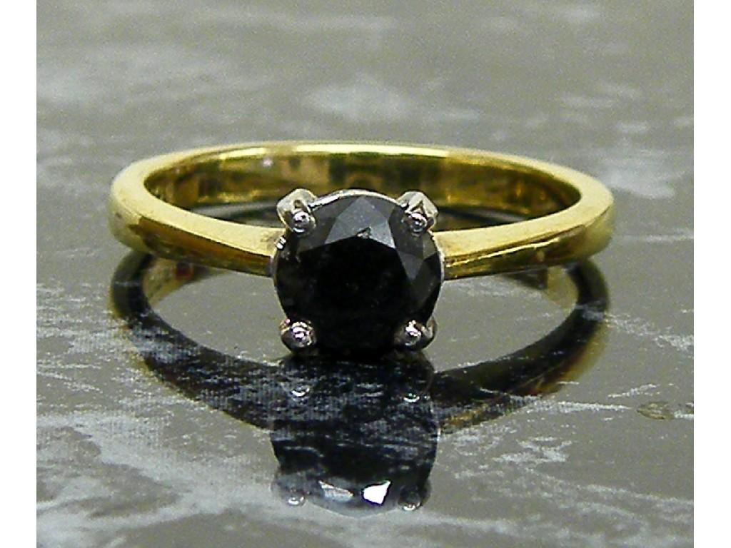 Appraisal: ct solitaire black diamond ring ct approx size L M