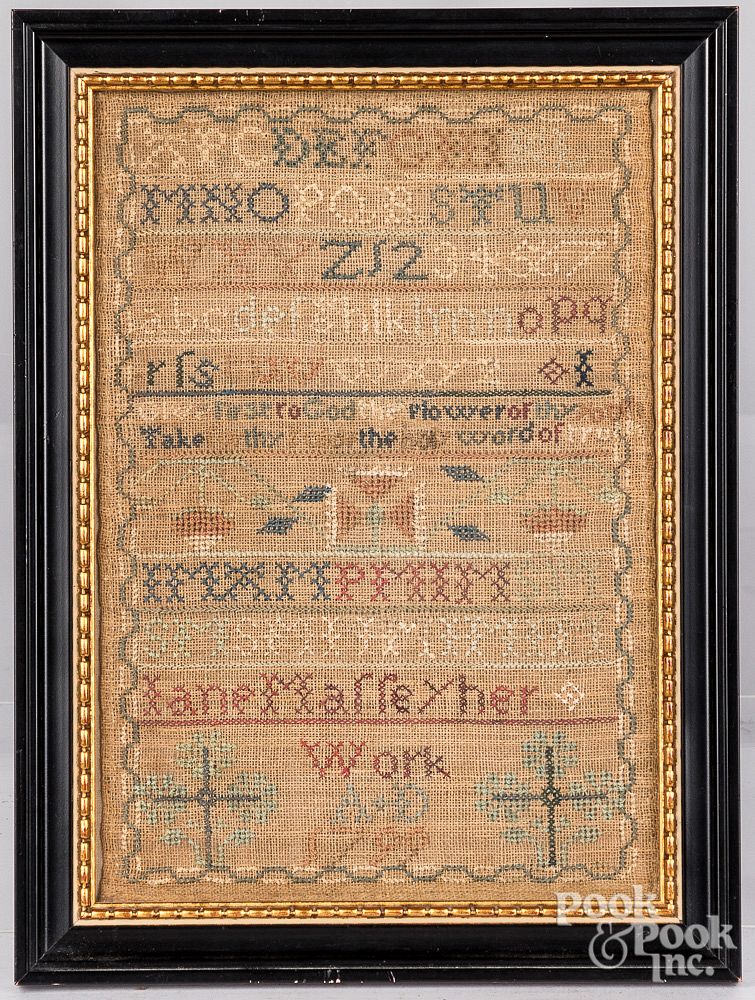 Appraisal: Chester County Pennsylvania needlework sampler Chester County Pennsylvania needlework sampler