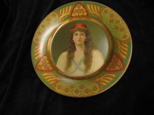 Appraisal: Victorian Tin Lithograph Plate with Maiden Vienna Art plate style