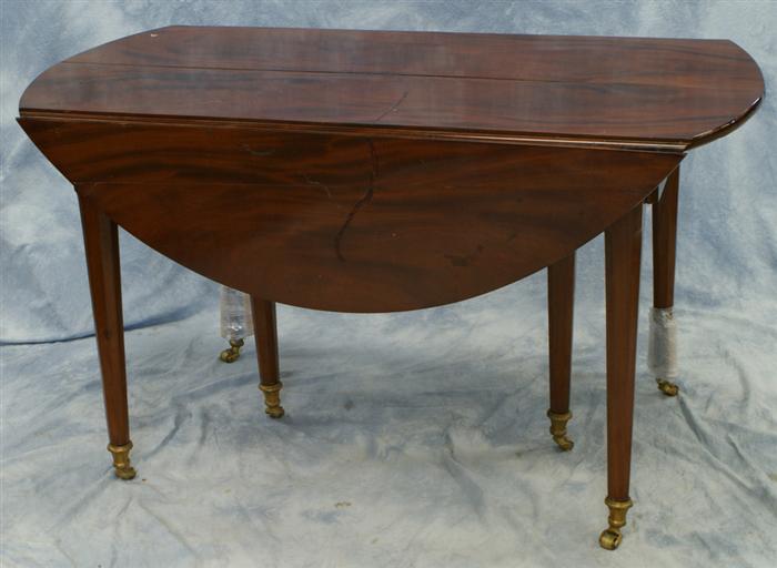 Appraisal: Hepplewhite mahogany drop-leaf dining table with leaves each w table