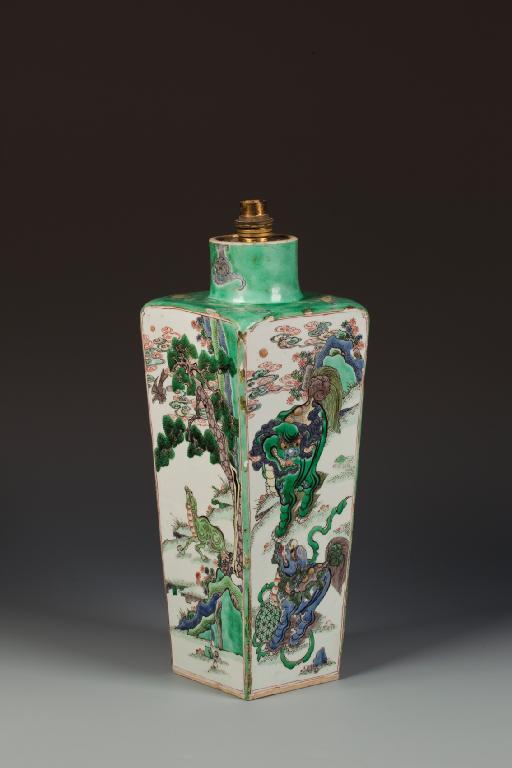 Appraisal: A CHINESE FAMILLE VERTE VASE with a slightly tapering square-section