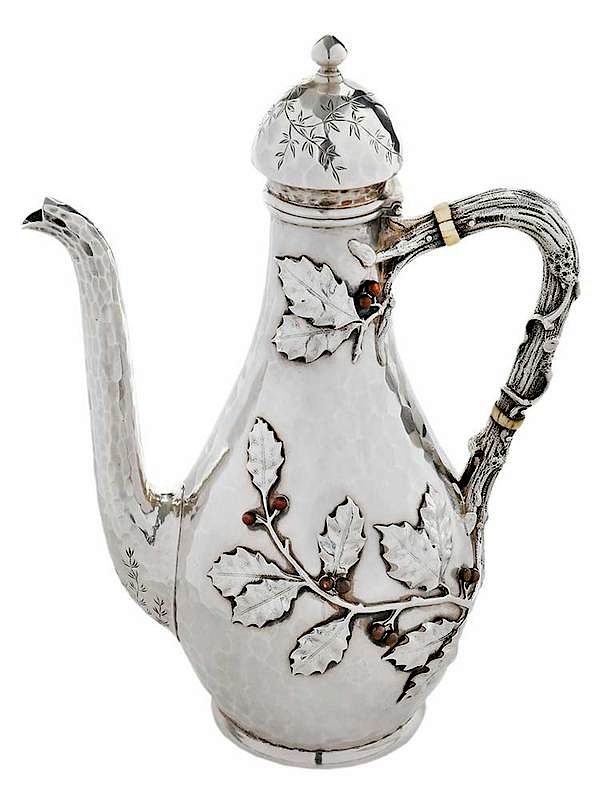 Appraisal: Whiting Sterling Mixed Metal Coffee Pot American late th century