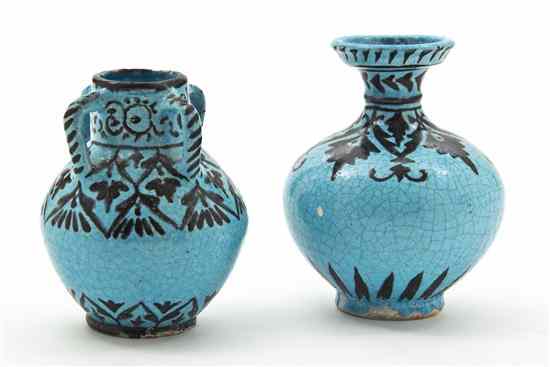 Appraisal: A Pair of Mediterranean Glazed Ceramic Vessels each of baluster