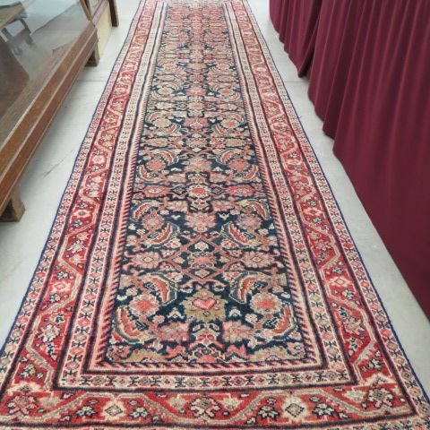 Appraisal: Mahal Persian Handmade Runner stylized floral indigio field ' x