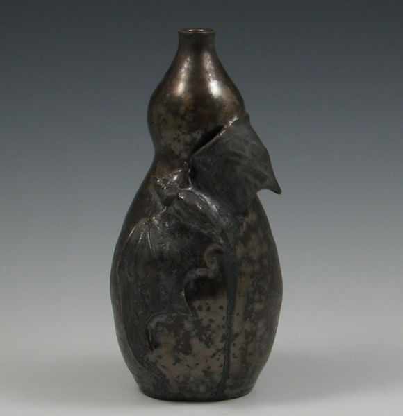 Appraisal: Door Pottery Bat Vase with Metallic Glaze by Scott Draves