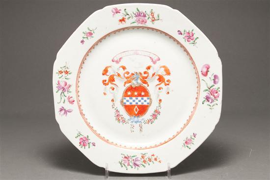 Appraisal: Chinese Export Famille Rose porcelain armorial plate circa with floral