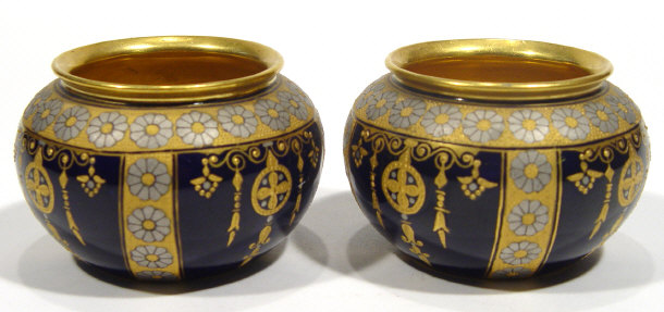 Appraisal: Pair of Coalport Art Nouveau style china vases hand painted