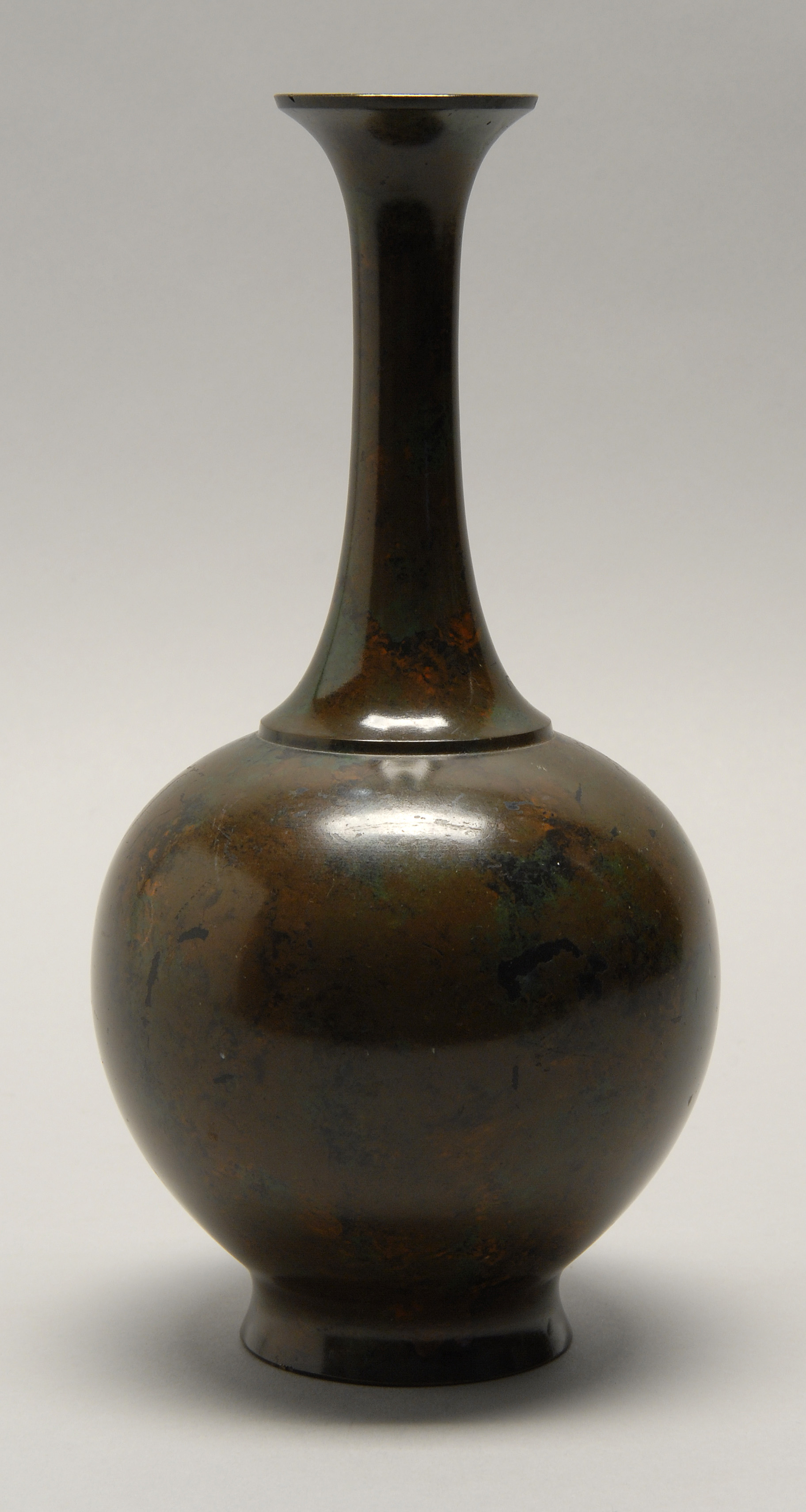 Appraisal: PATINATED BRONZE VASE th CenturyIn teardrop form with two-character seal