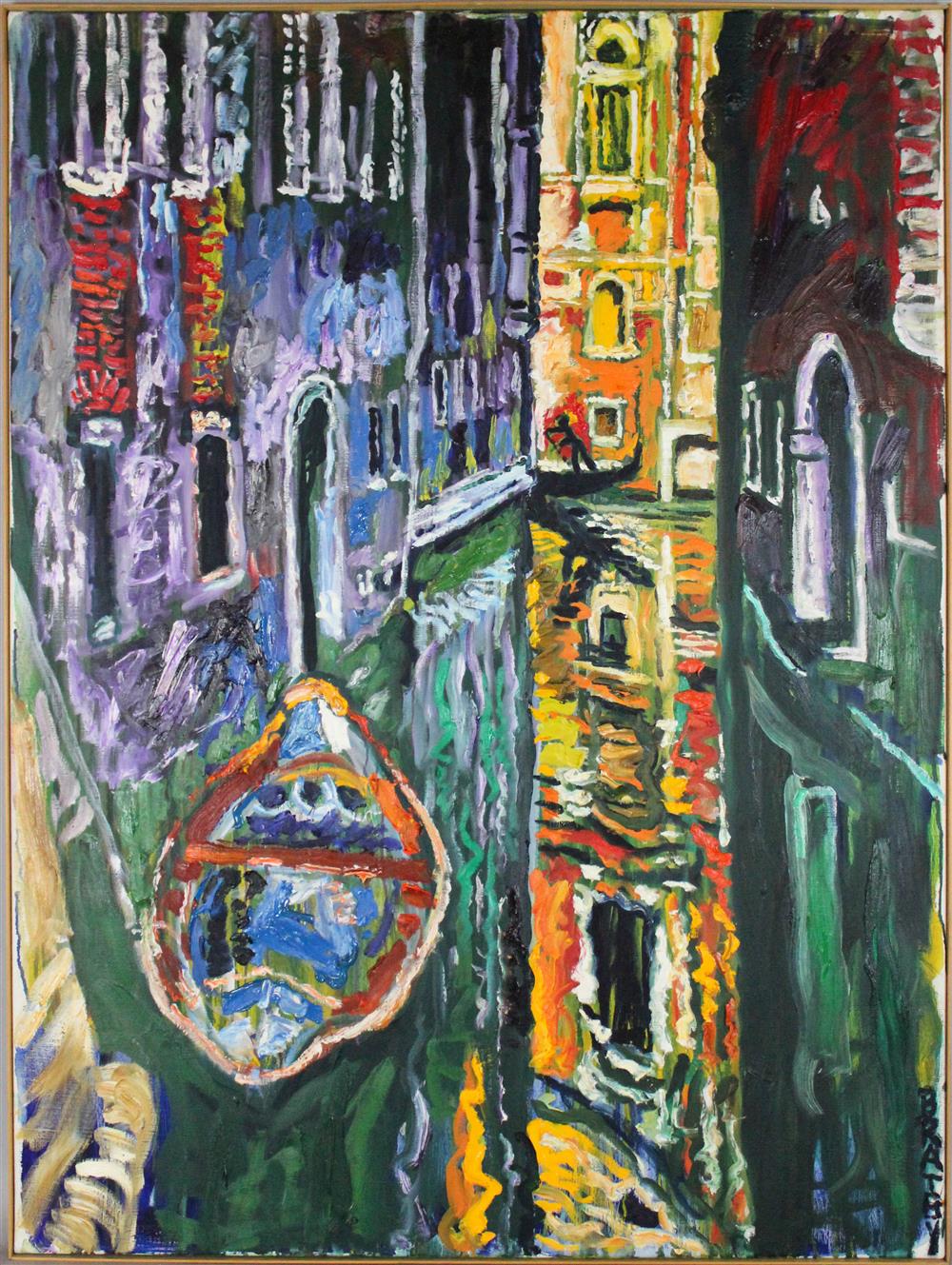 Appraisal: JOHN BRATBY BRITISH - VENICE GONDOLA IN SUNLIGHT Oil on