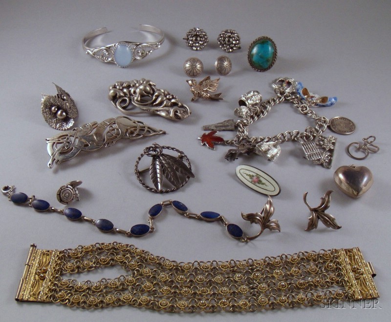 Appraisal: Group of Assorted Mostly Sterling Silver Jewelry including four bracelets