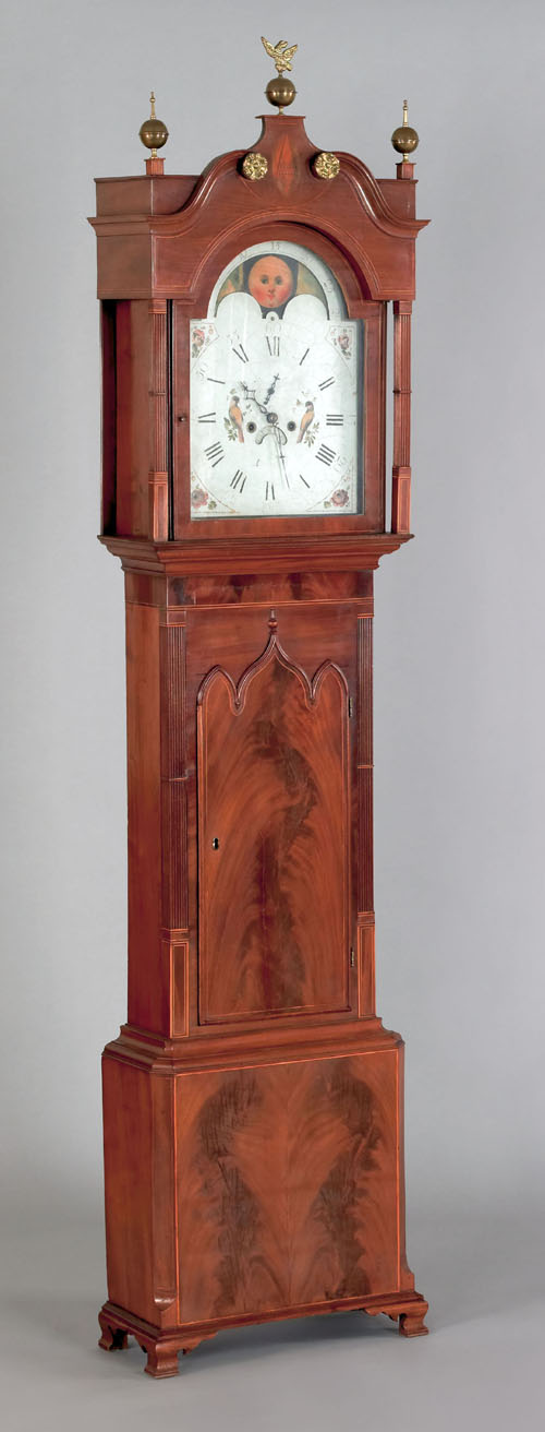 Appraisal: George IV mahogany tall case clock ca the arched bonnet