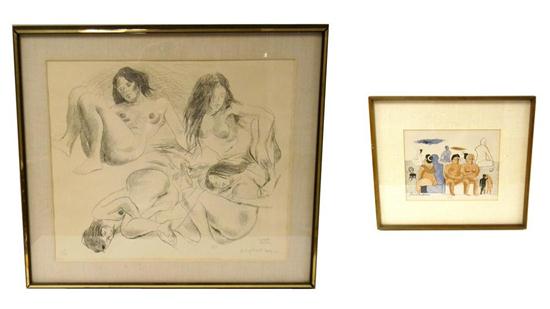 Appraisal: Two works on paper Raphael Soyer Russian - original lithograph