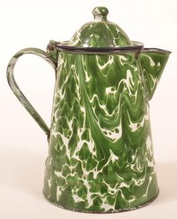 Appraisal: Granite Ware Green Large Swirl Coffee Pot - h