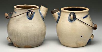 Appraisal: Two stoneware batter pitchers both salt glaze with cobalt highlights