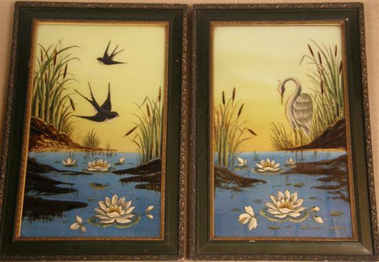 Appraisal: Pair of Victorian paintings on glass the first of a