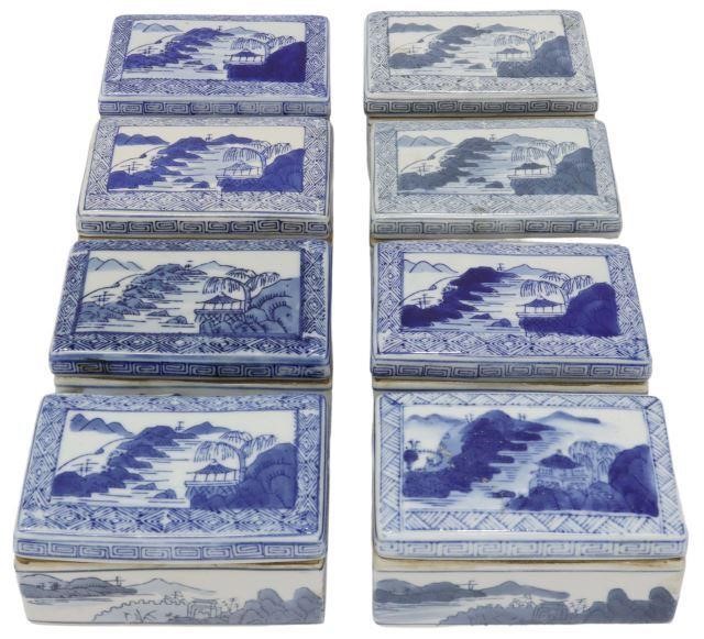 Appraisal: lot of Chinese blue and white porcelain rectangular brush boxes