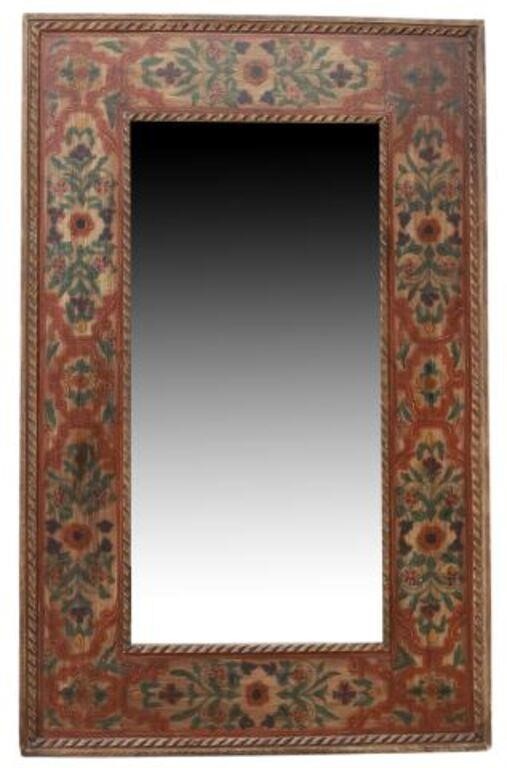 Appraisal: Large framed mirror late th c paint decorated frame with