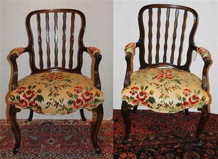 Appraisal: Pair of George III Style Mahogany Armchairs Estimate -