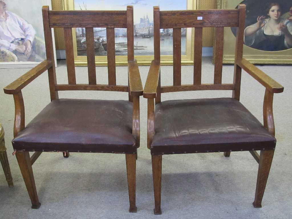 Appraisal: Set of eight oak dining chairs including two carvers