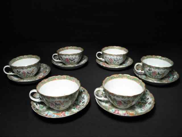 Appraisal: Chinese Export Rose Medallion cups and saucers Includes cups and