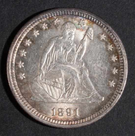 Appraisal: United States seated Liberty type silver quarter dollar -S MS-