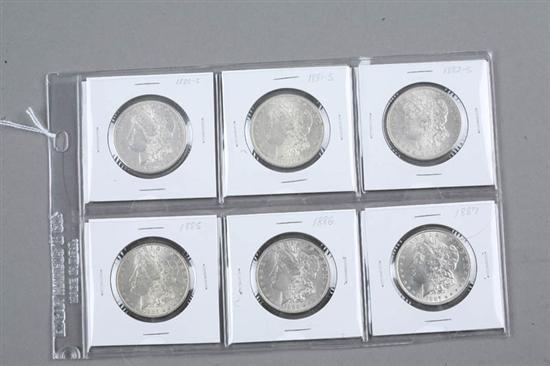 Appraisal: SIX MORGAN SILVER DOLLARS Years include -S -S -S and