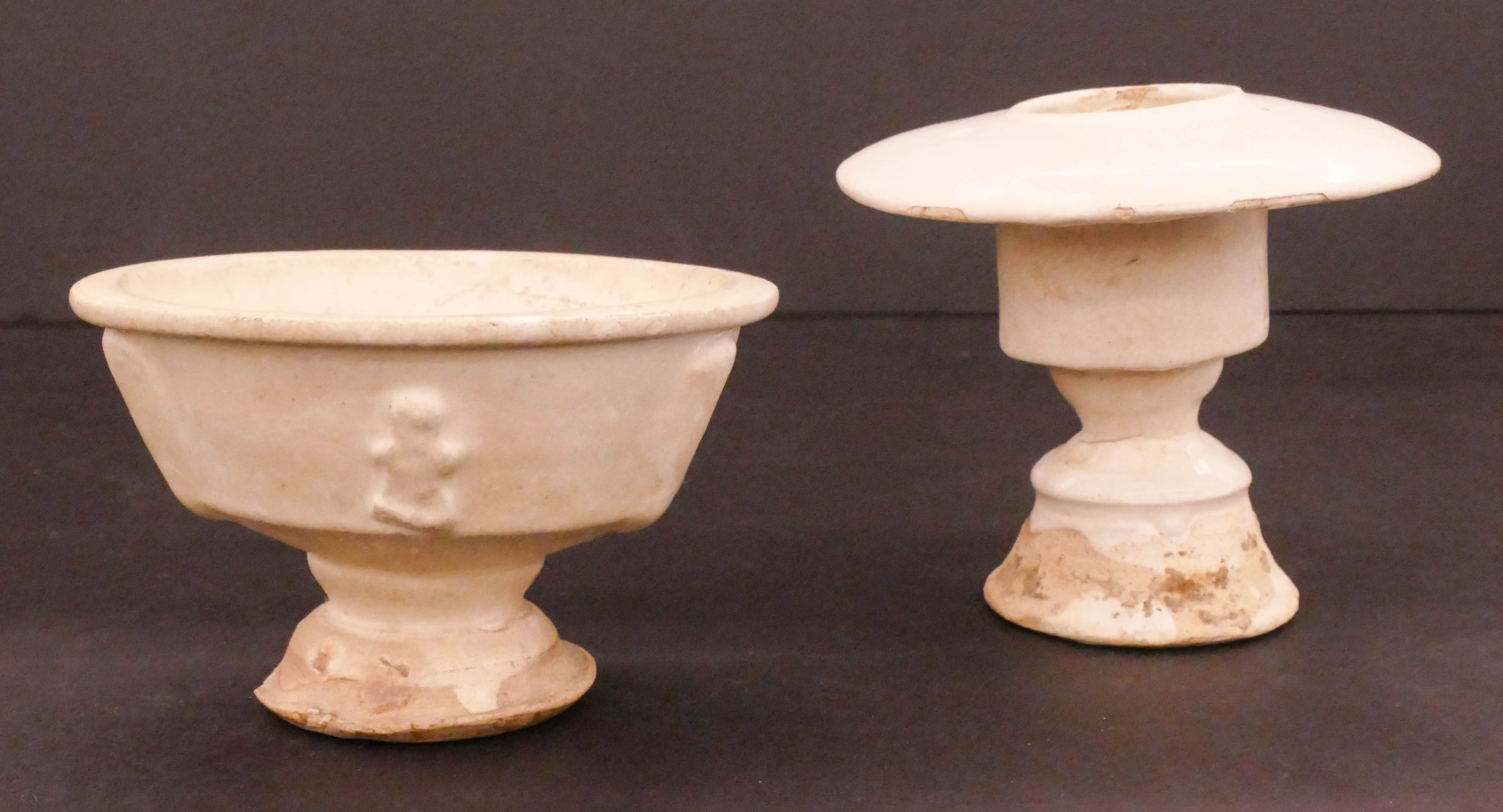 Appraisal: pc Chinese Song White Glazed Censers Includes a tall wide