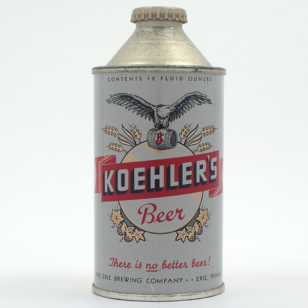 Appraisal: Koehlers Beer Cone Top IMPOSSIBLY CLEAN - Reference USBC -