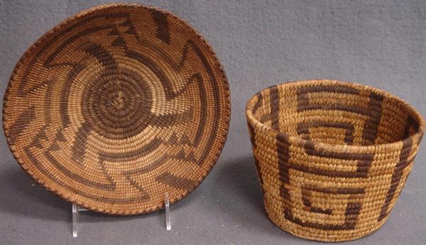 Appraisal: Lot Native American baskets with geometric designs d Estimate -