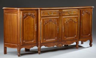 Appraisal: French Louis XV Style Inlaid Carved Cherry Breakfr French Louis