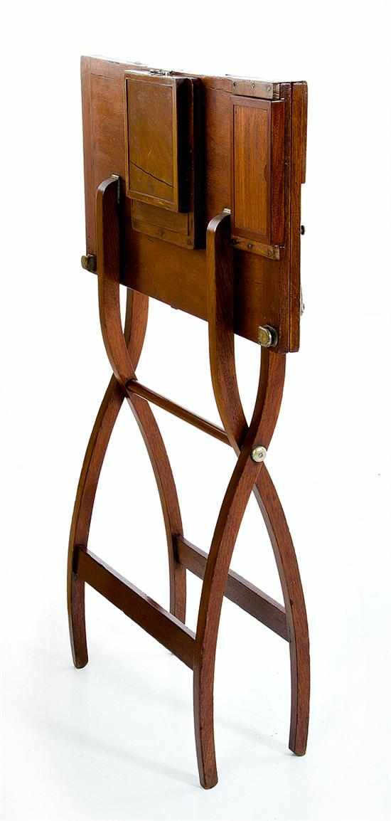 Appraisal: Edwardian mahogany folding Campaign games table early th century square