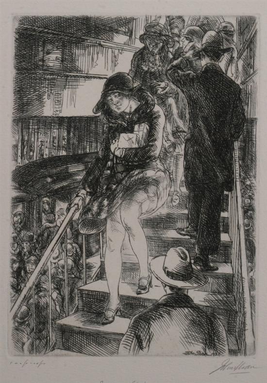 Appraisal: JOHN SLOAN American - SUBWAY STAIRS signed titled and noted