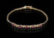 Appraisal: A Ladies' Gold Ruby and Diamond Bracelet k yellow gold