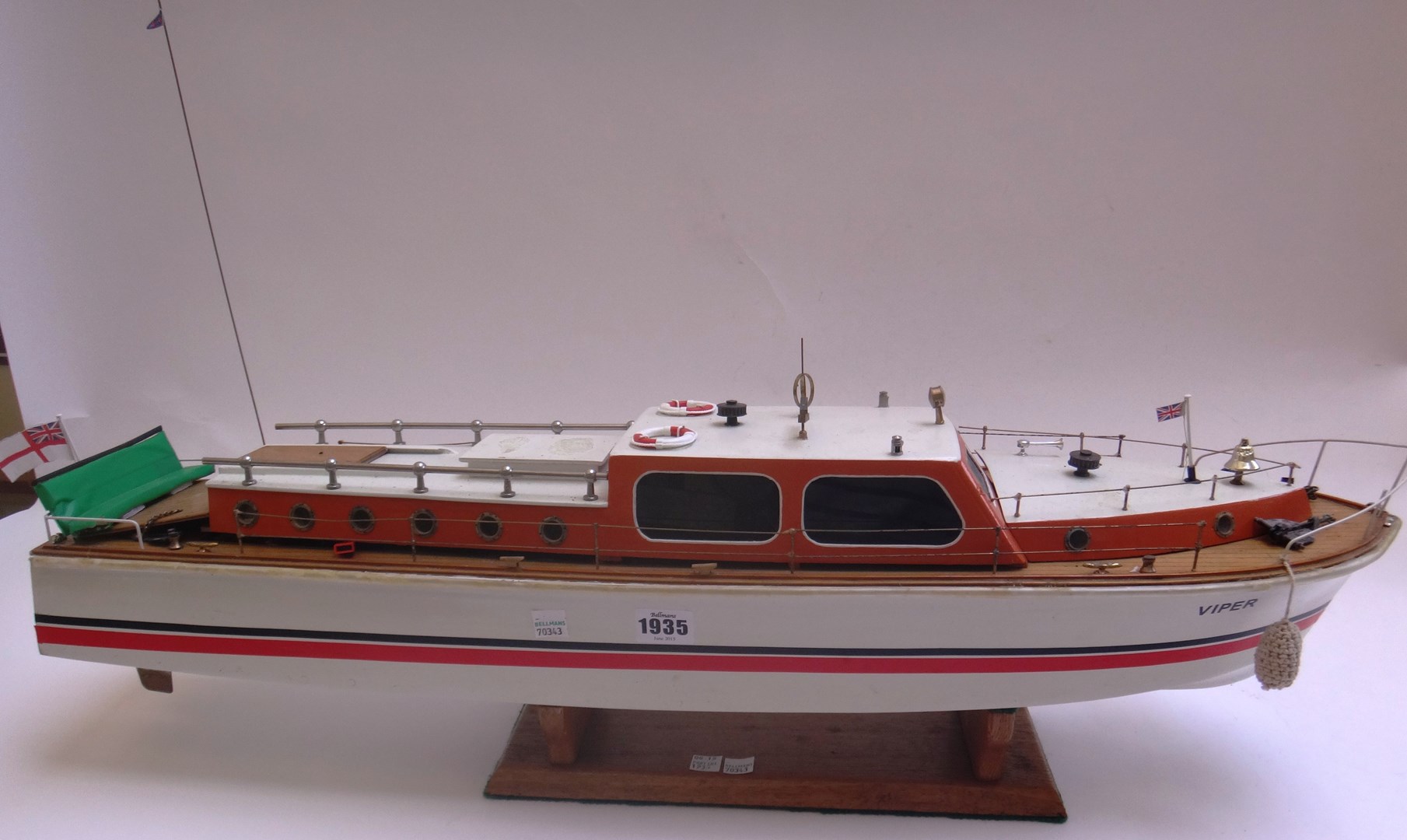 Appraisal: A wooden remote control boat late th century with v