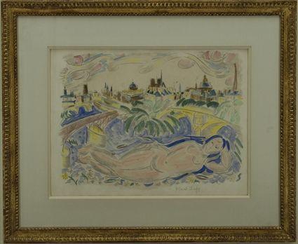 Appraisal: After Raoul Dufy French - Parisian Scene with Nude Reproduction