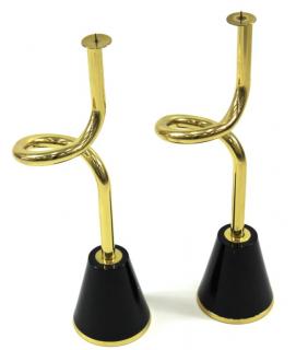 Appraisal: BRASS ART DECO STYLE CANDLESTICKS Brass art deco style candlestick