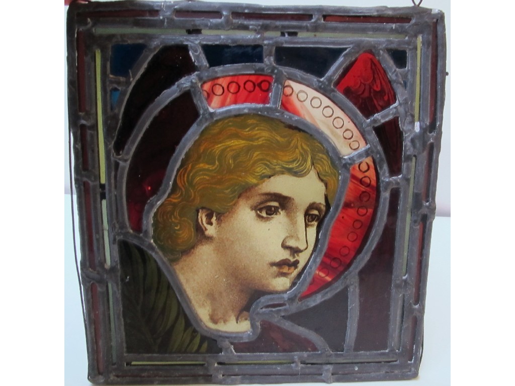 Appraisal: An Arts and Crafts stained and leaded glass panel of