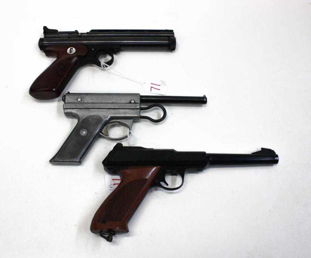 Appraisal: THREE AIR PISTOLS Boone Target Products single shot loop cocking